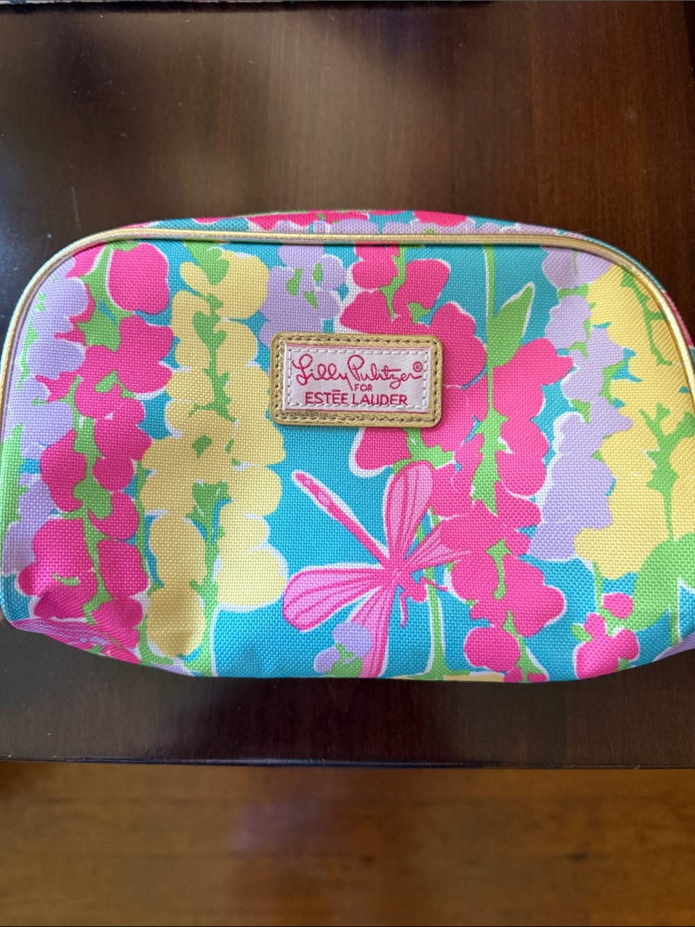Lilly Pulitzer x Estée Lauder Floral Cosmetic Pouch in Pink, Turquoise & Yellow